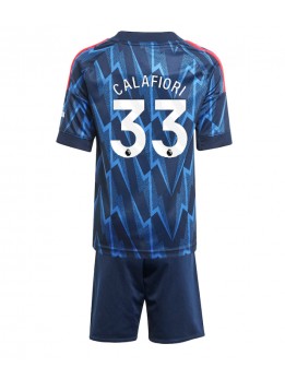 Arsenal Riccardo Calafiori #33 Replika Borta Kläder Barn 2025-26 Kortärmad (+ byxor)